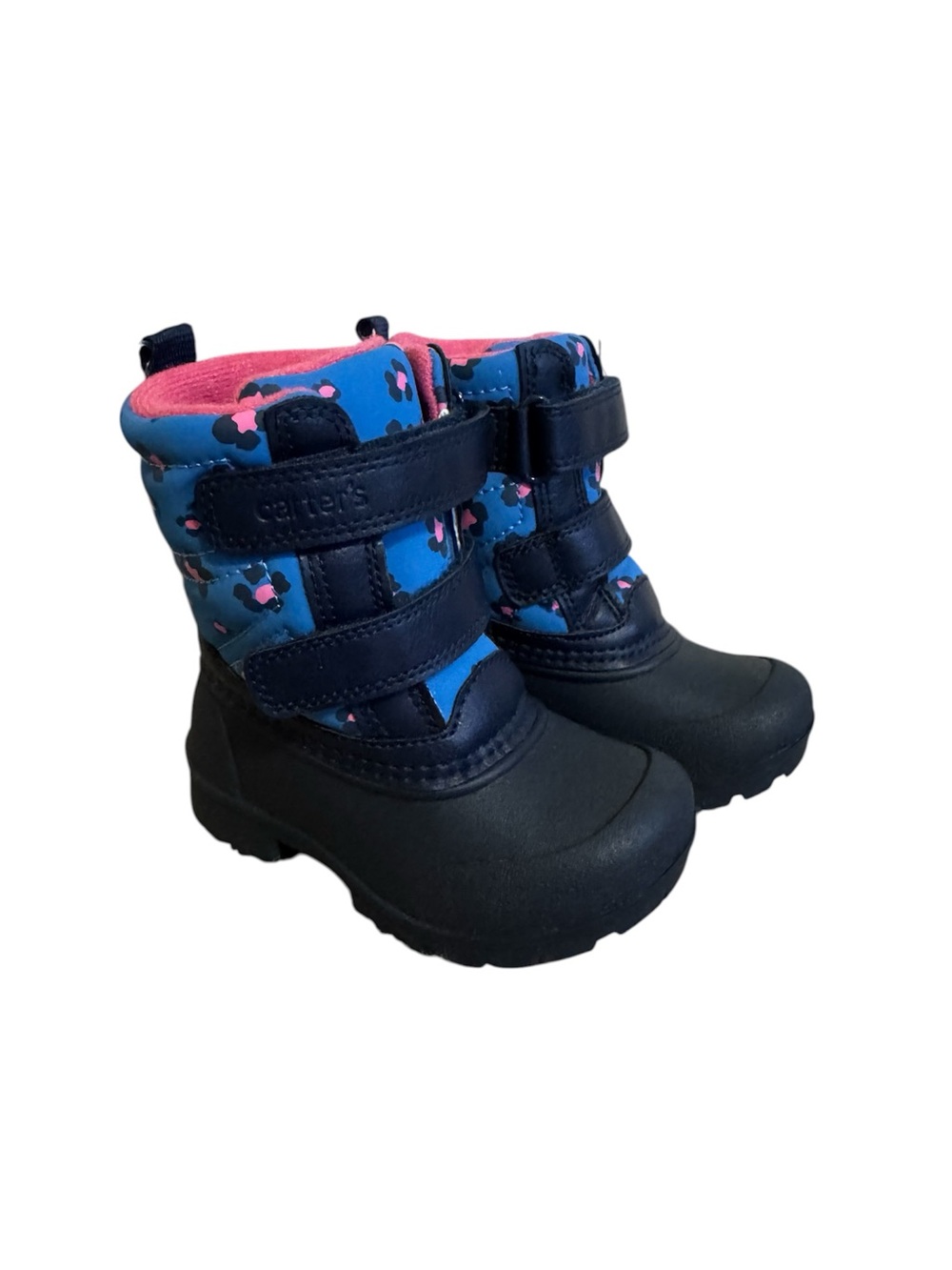Carter's Deltha Toddler Girls Blue & Pink Leopard Print Winter Snow Boots